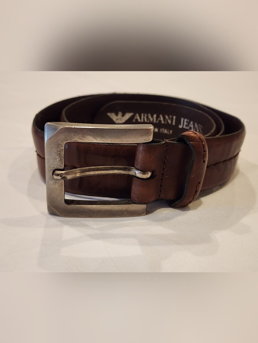 Armani Jeans Men's Brown Leather Belt